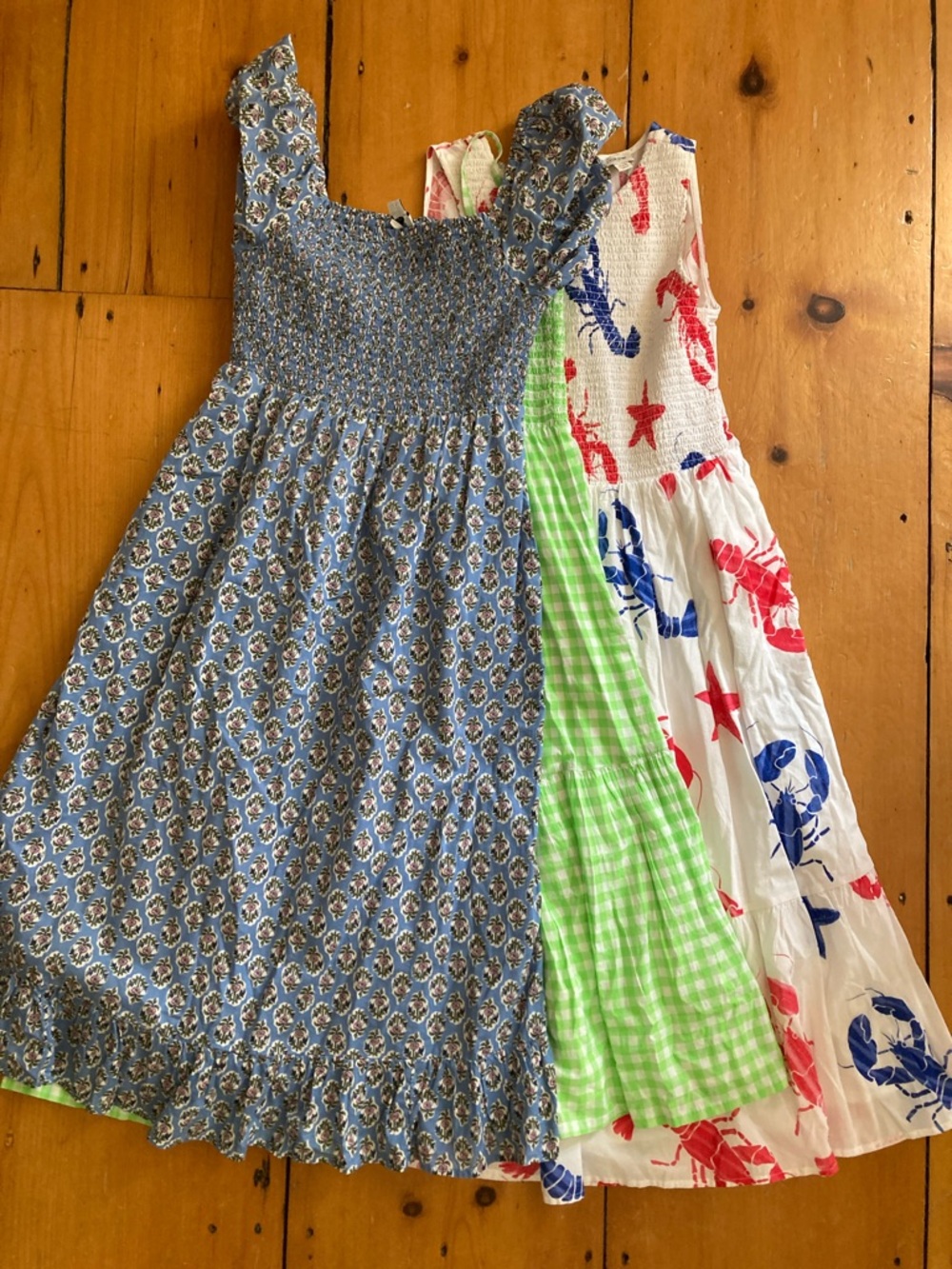 J. Crew Factory Blue Floral & White Nautical Panel and Green Gingham bundle